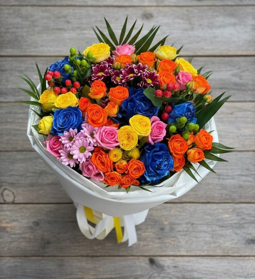 Букет цветов из: Розы и Хризантемы в Абрау-Дюрсо