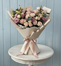 Букет цветов из:  Розы и Лизиантусы #REPLACE_PRED# Абрау-Дюрсо