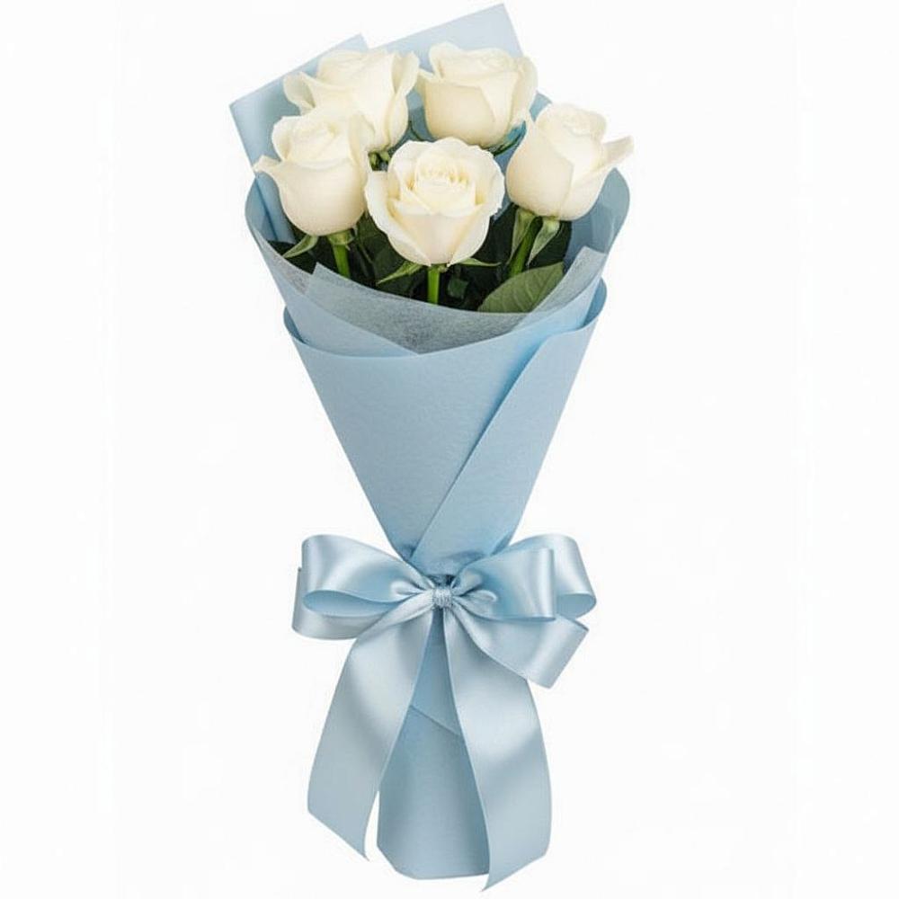 Букет 5 Белых роз Проуд в Абрау-Дюрсо