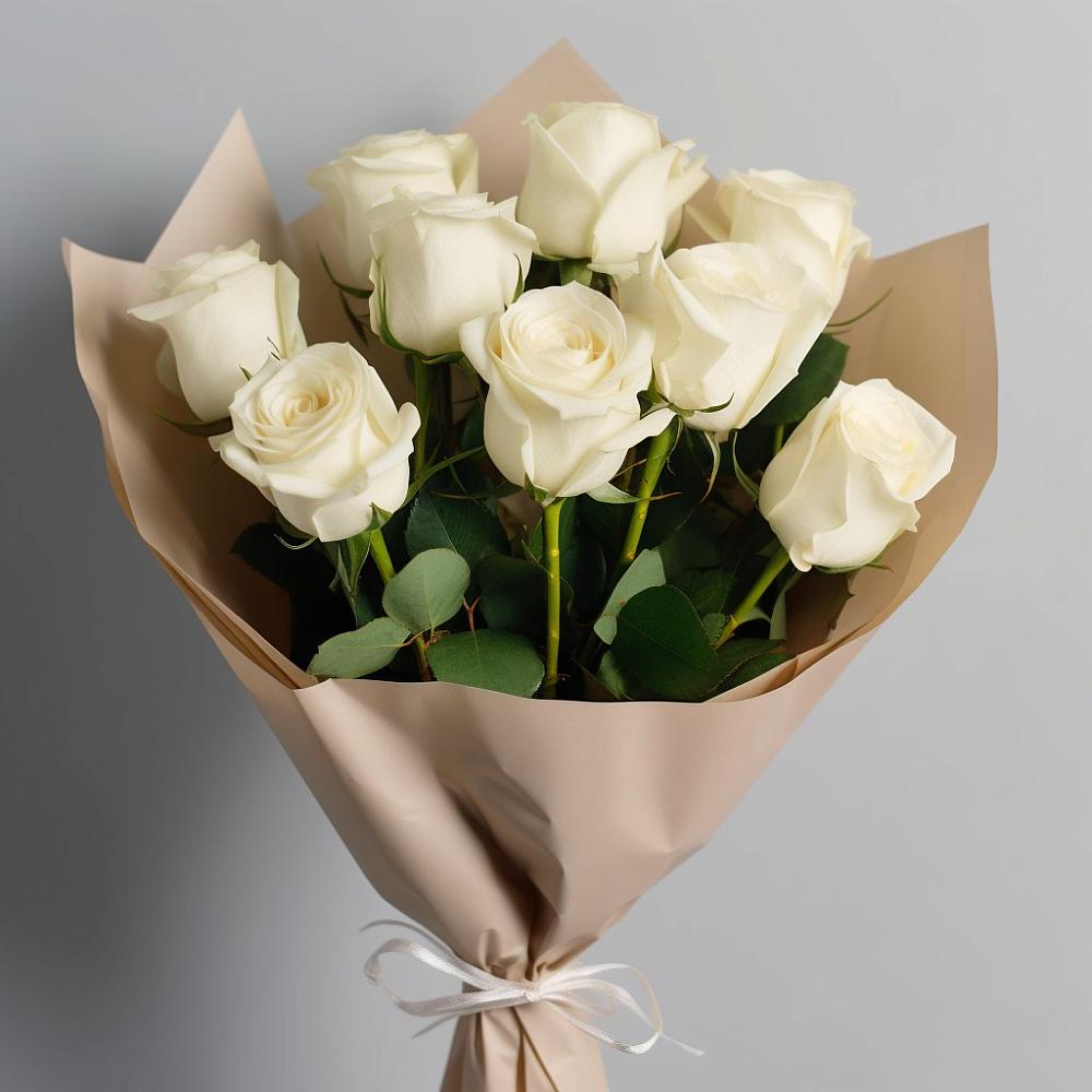 Букет 9 Белых роз Эдлесс Лав в Абрау-Дюрсо