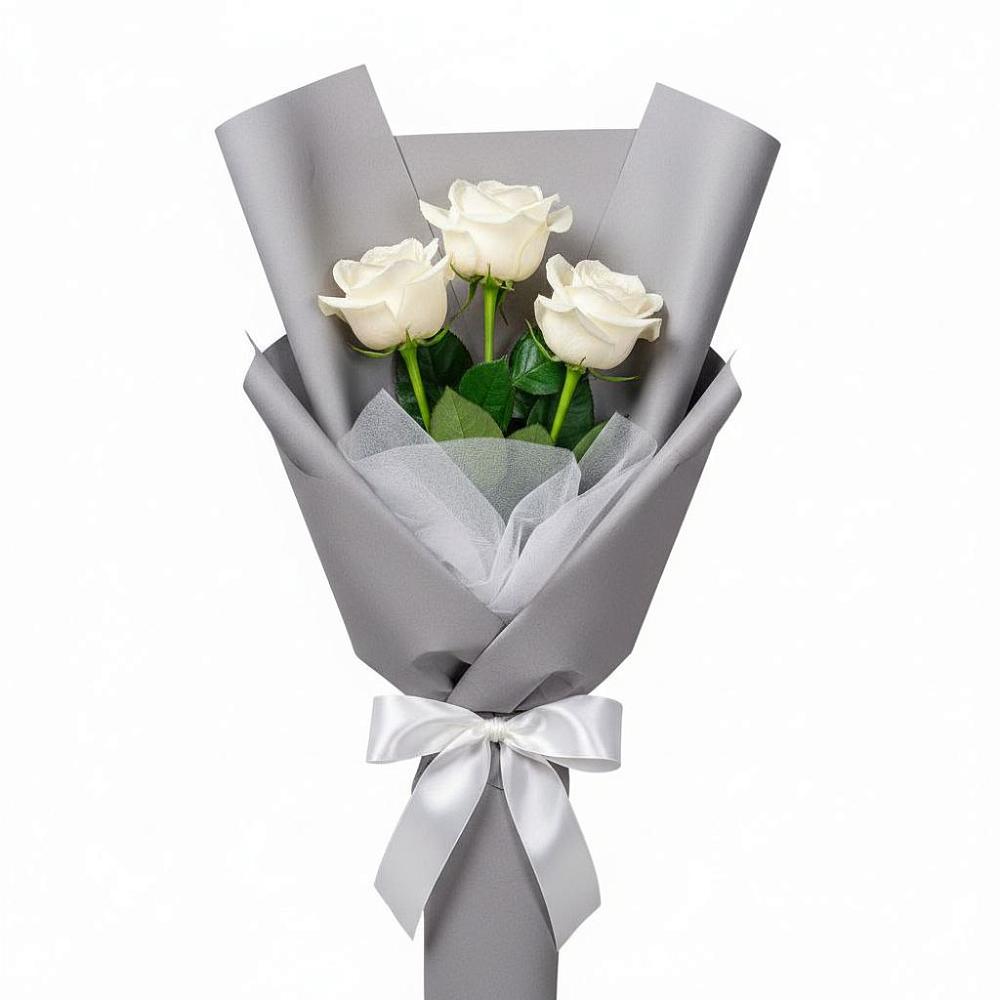 Букет 3 белые розы в Абрау-Дюрсо