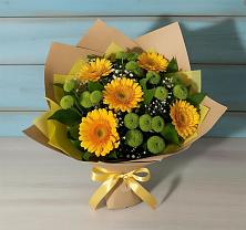Букет цветов из:  Герберы и Хризантемы #REPLACE_PRED# Абрау-Дюрсо