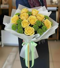 Букет цветов из:  Хризантемы и Розы #REPLACE_PRED# Абрау-Дюрсо