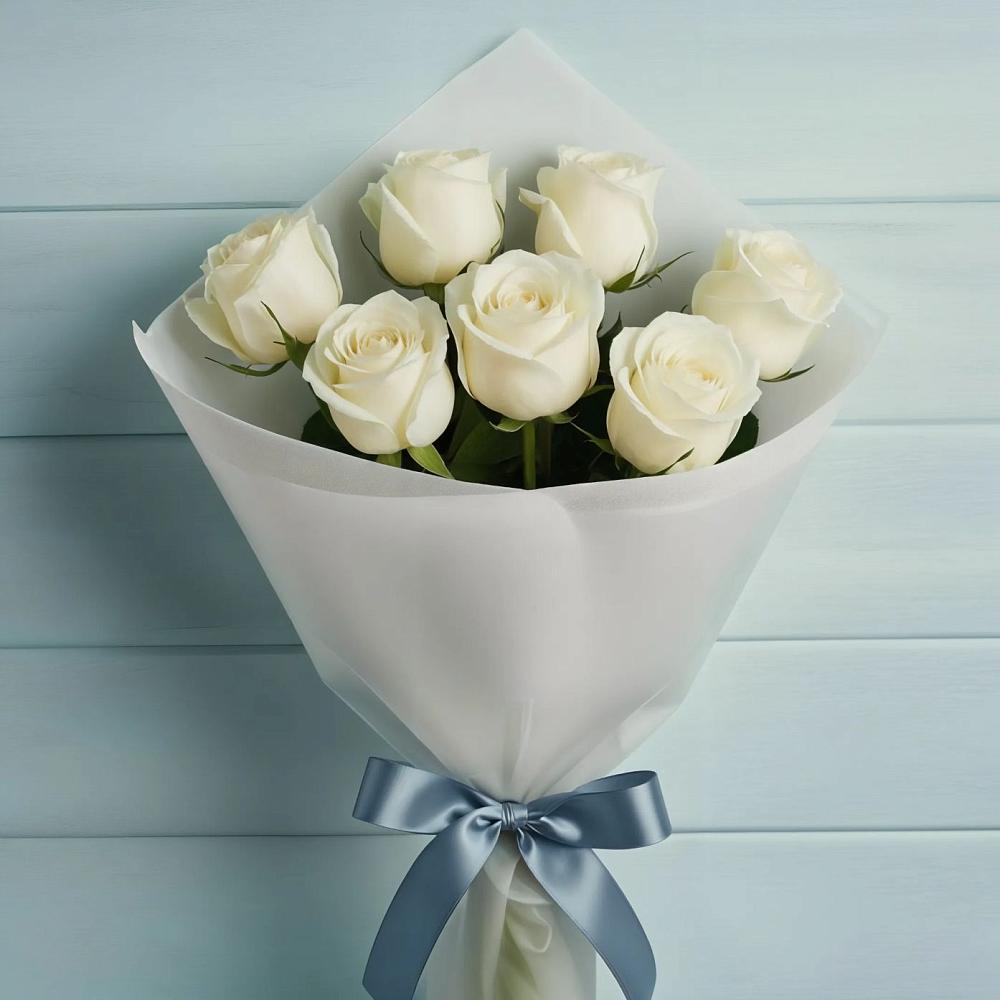 Букет 7 Белых роз Эдлесс Лав в Абрау-Дюрсо