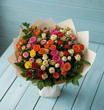 Букет Микс из разноцветных кустовых роз #REPLACE_PRED# Абрау-Дюрсо